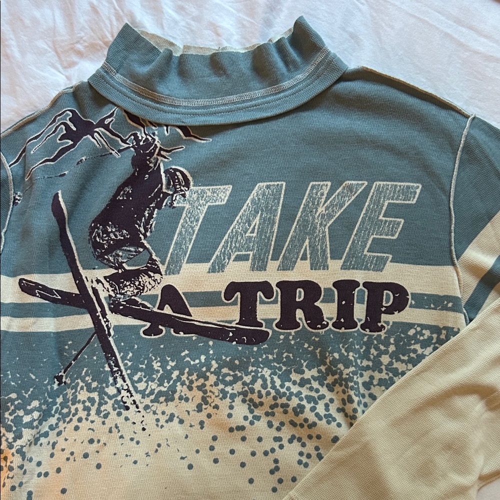 Free People Blue Graphic Long Sleeve